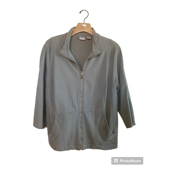 Chico’s Light Green Zipper Up Jacket Sz. 16/18 - Picture 1 of 5